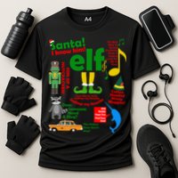 Funny Elf Santa Knows Him Christmas Cooling Performance Crew T-Shirt
