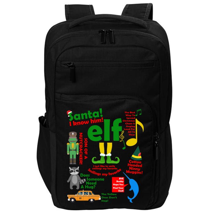 Funny Elf Santa Knows Him Christmas Impact Tech Backpack