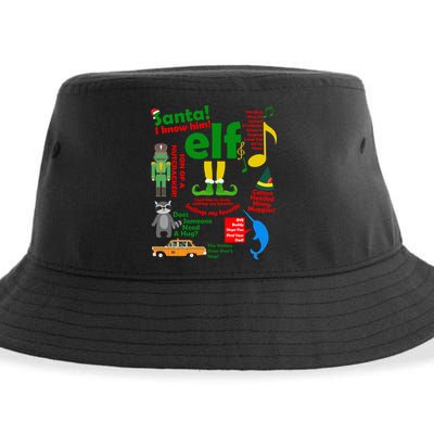 Funny Elf Santa Knows Him Christmas Sustainable Bucket Hat