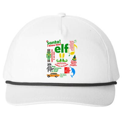 Funny Elf Santa Knows Him Christmas Snapback Five-Panel Rope Hat