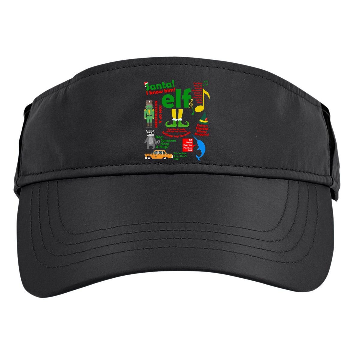 Funny Elf Santa Knows Him Christmas Adult Drive Performance Visor