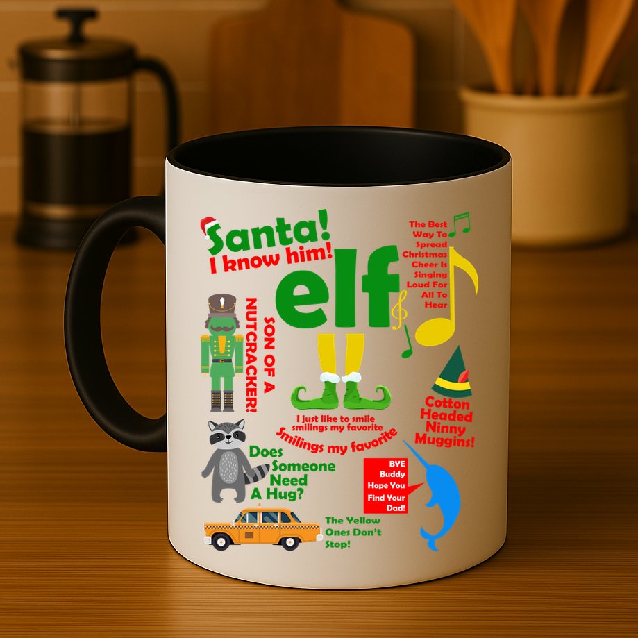 Funny Elf Santa Knows Him Christmas Mug