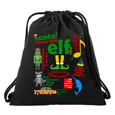 Funny Elf Santa Knows Him Christmas Drawstring Bag