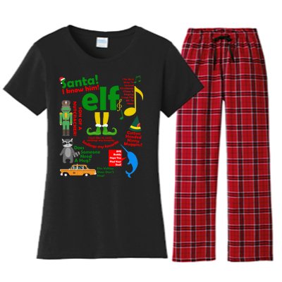 Funny Elf Santa Knows Him Christmas Women's Flannel Pajama Set