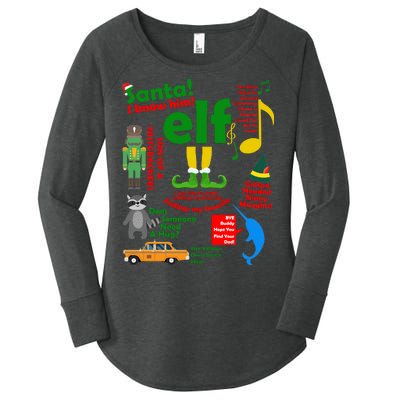 Funny Elf Santa Knows Him Christmas Women's Perfect Tri Tunic Long Sleeve Shirt