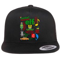 Funny Elf Santa Knows Him Christmas Flat Bill Trucker Hat