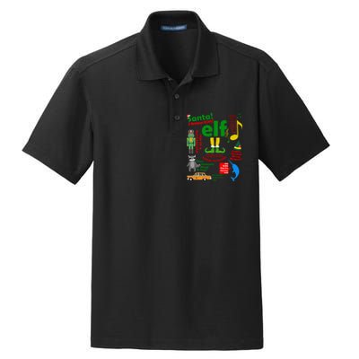 Funny Elf Santa Knows Him Christmas Dry Zone Grid Polo