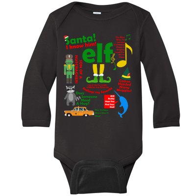 Funny Elf Santa Knows Him Christmas Baby Long Sleeve Bodysuit