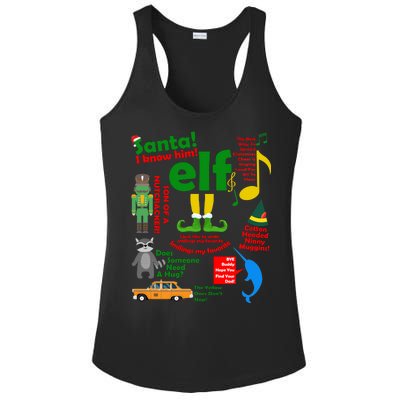 Funny Elf Santa Knows Him Christmas Ladies PosiCharge Competitor Racerback Tank