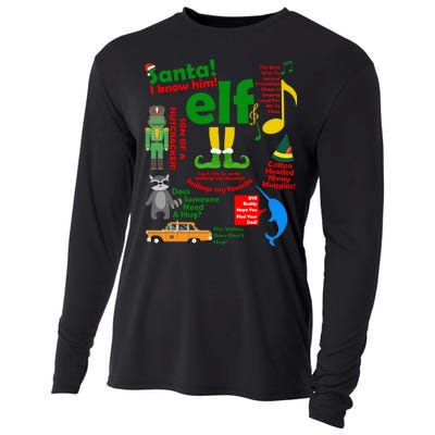 Funny Elf Santa Knows Him Christmas Cooling Performance Long Sleeve Crew