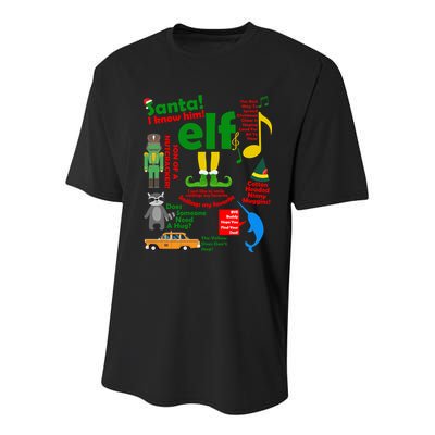 Funny Elf Santa Knows Him Christmas Youth Performance Sprint T-Shirt