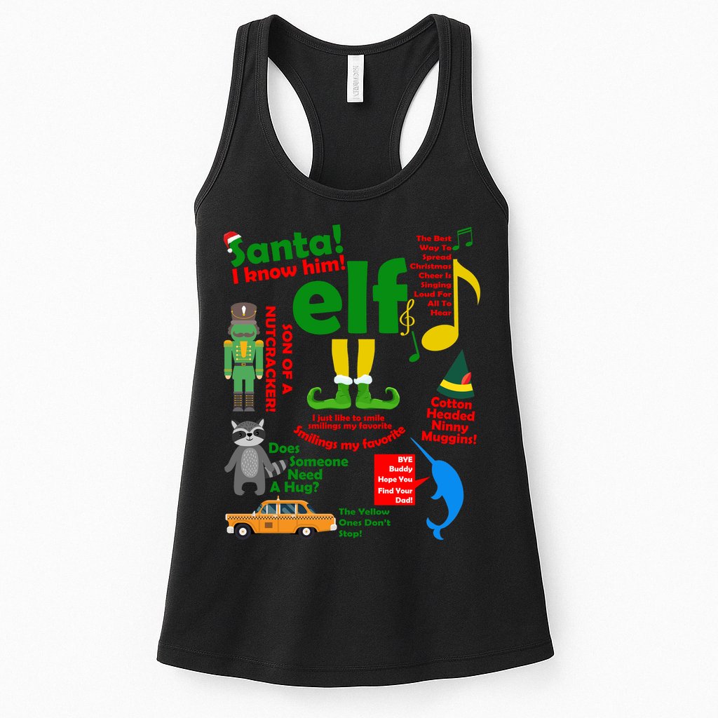 Funny Elf Santa Knows Him Christmas Womens Tank Top