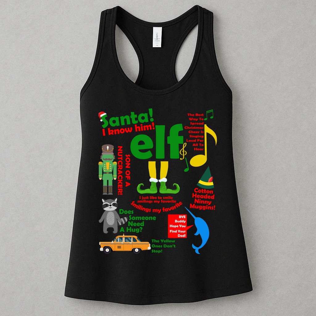 Funny Elf Santa Knows Him Christmas Womens Tank Top