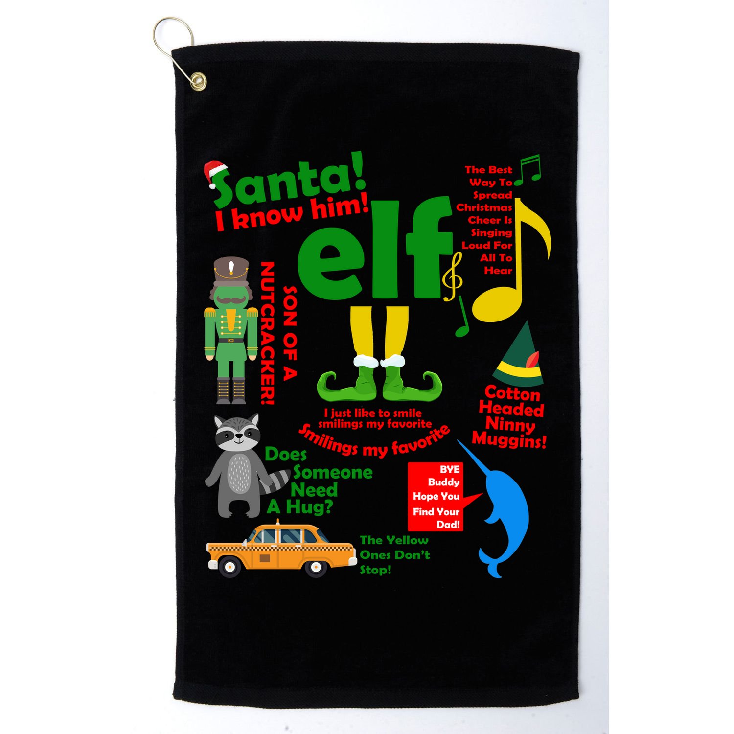 Funny Elf Santa Knows Him Christmas Golf Towel