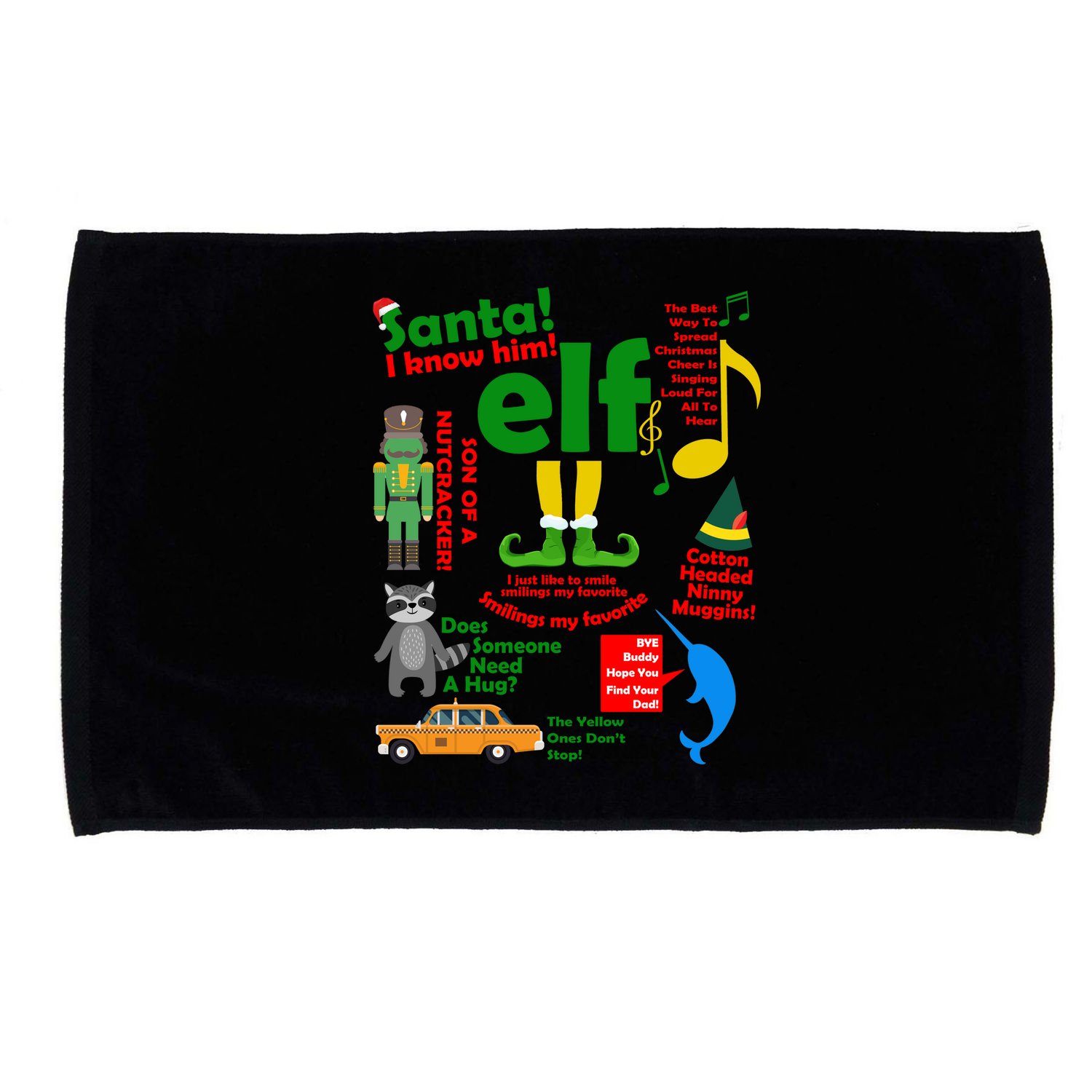 Funny Elf Santa Knows Him Christmas Microfiber Hand Towel