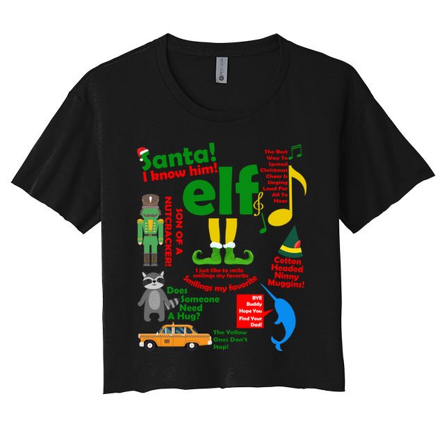 Funny Elf Santa Knows Him Christmas Crop Top