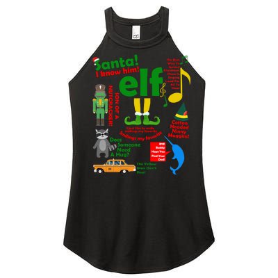 Funny Elf Santa Knows Him Christmas Women’s Perfect Tri Rocker Tank