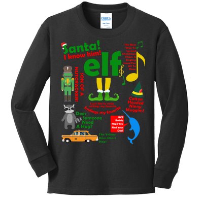 Funny Elf Santa Knows Him Christmas Kids Long Sleeve Shirt