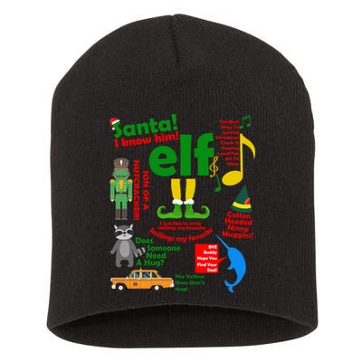 Funny Elf Santa Knows Him Christmas Short Acrylic Beanie