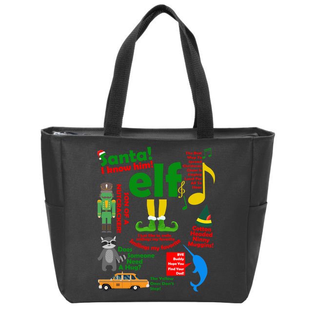 Funny Elf Santa Knows Him Christmas Zip Tote Bag