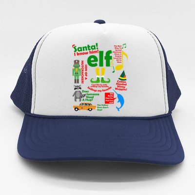 Funny Elf Santa Knows Him Christmas Trucker Hat