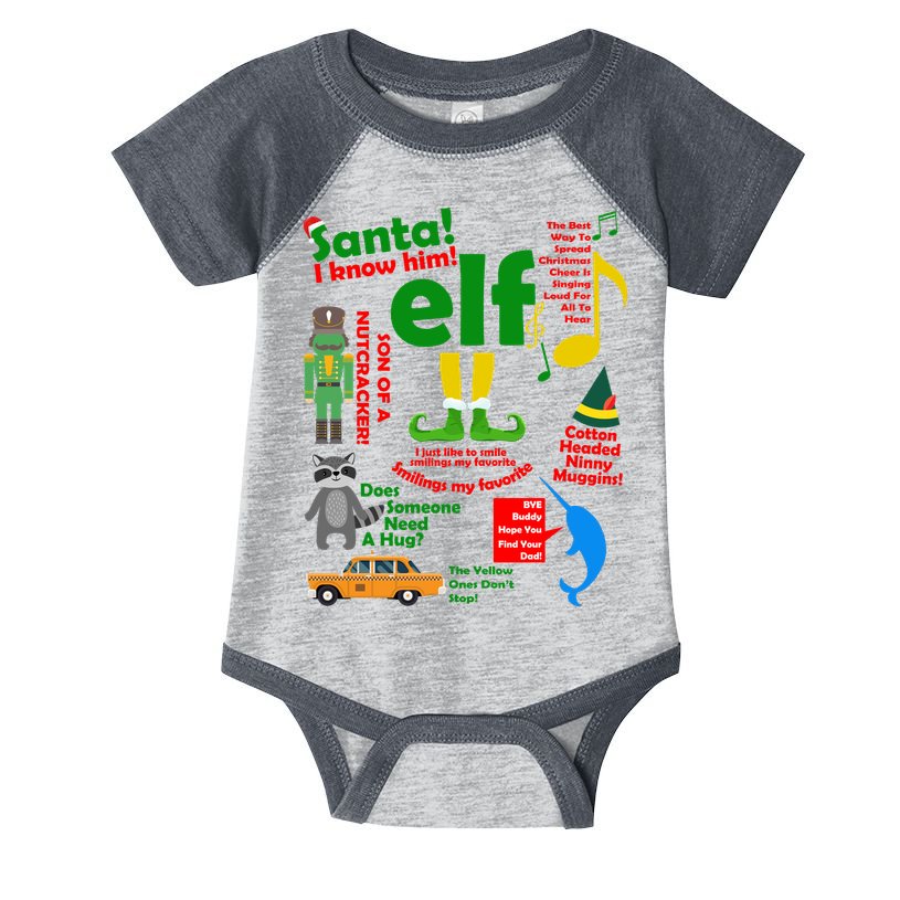 Funny Elf Santa Knows Him Christmas Infant Baby Jersey Bodysuit