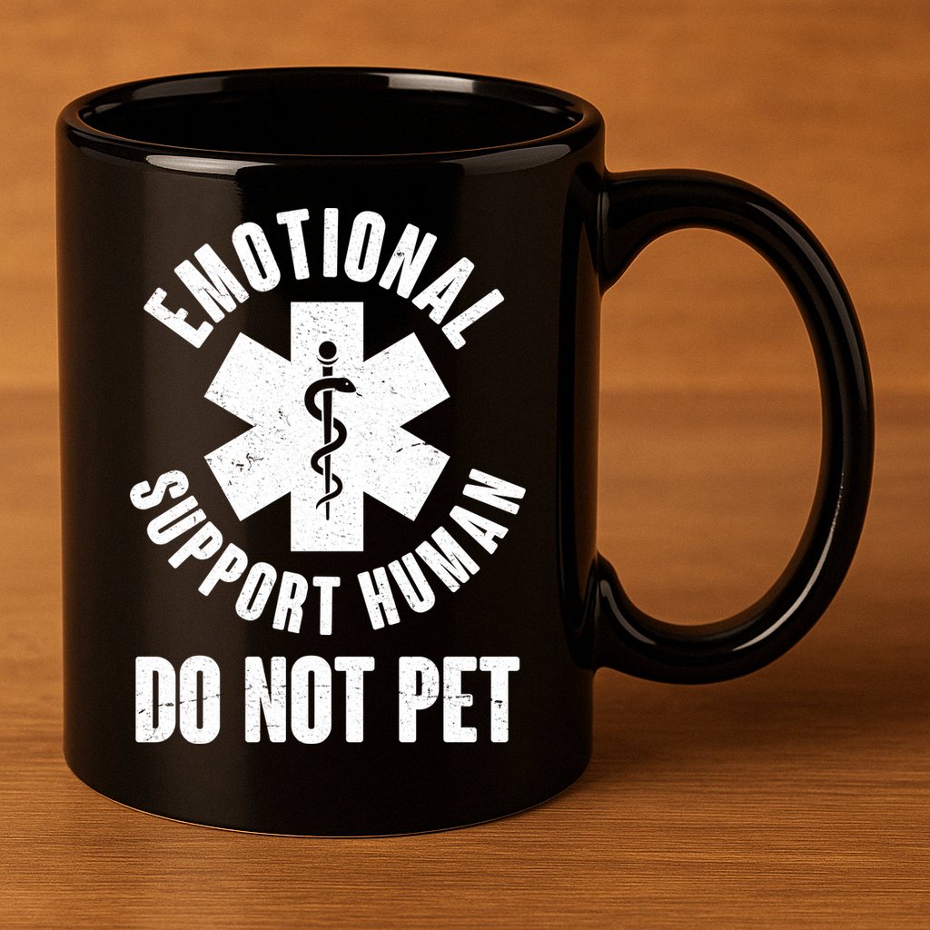Funny Emotional Support Human Do No Pet 11oz C Handle Ceramic Mug