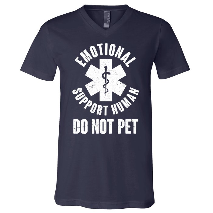 Funny Emotional Support Human Do No Pet V-Neck T-Shirt