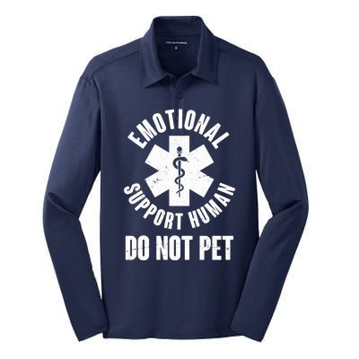 Funny Emotional Support Human Do No Pet Silk Touch Performance Long Sleeve Polo