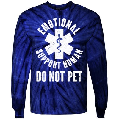 Funny Emotional Support Human Do No Pet Tie-Dye Long Sleeve Shirt