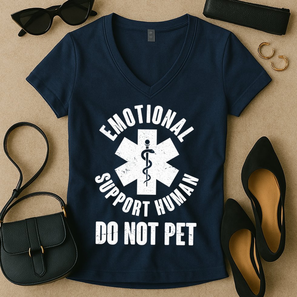 Funny Emotional Support Human Do No Pet Women's V-Neck T-Shirt