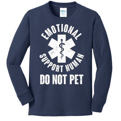 Funny Emotional Support Human Do No Pet Kids Long Sleeve Shirt