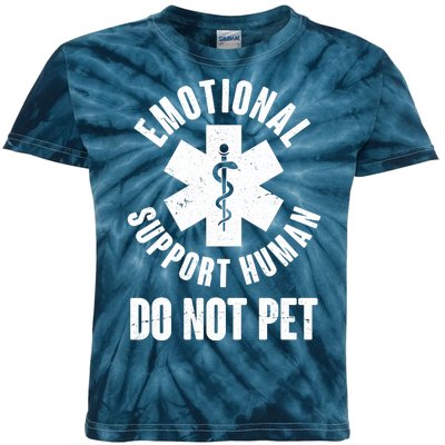 Funny Emotional Support Human Do No Pet Kids Tie-Dye T-Shirt