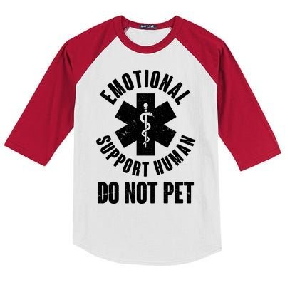 Funny Emotional Support Human Do No Pet Kids Colorblock Raglan Jersey