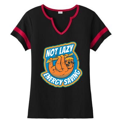 Funny Energy Saving Sloth Ladies Halftime Notch Neck Tee