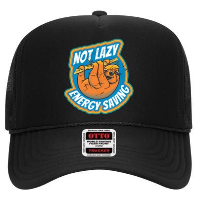 Funny Energy Saving Sloth High Crown Mesh Back Trucker Hat