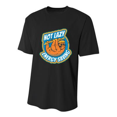 Funny Energy Saving Sloth Youth Performance Sprint T-Shirt