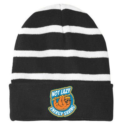 Funny Energy Saving Sloth Striped Beanie with Solid Band