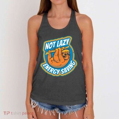 Funny Energy Saving Sloth Women's Knotted Racerback Tank