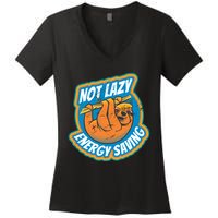 Funny Energy Saving Sloth Women's V-Neck T-Shirt