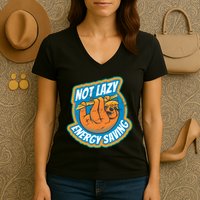 Funny Energy Saving Sloth Women's V-Neck T-Shirt