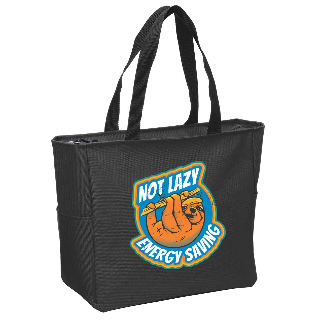 Funny Energy Saving Sloth Zip Tote Bag