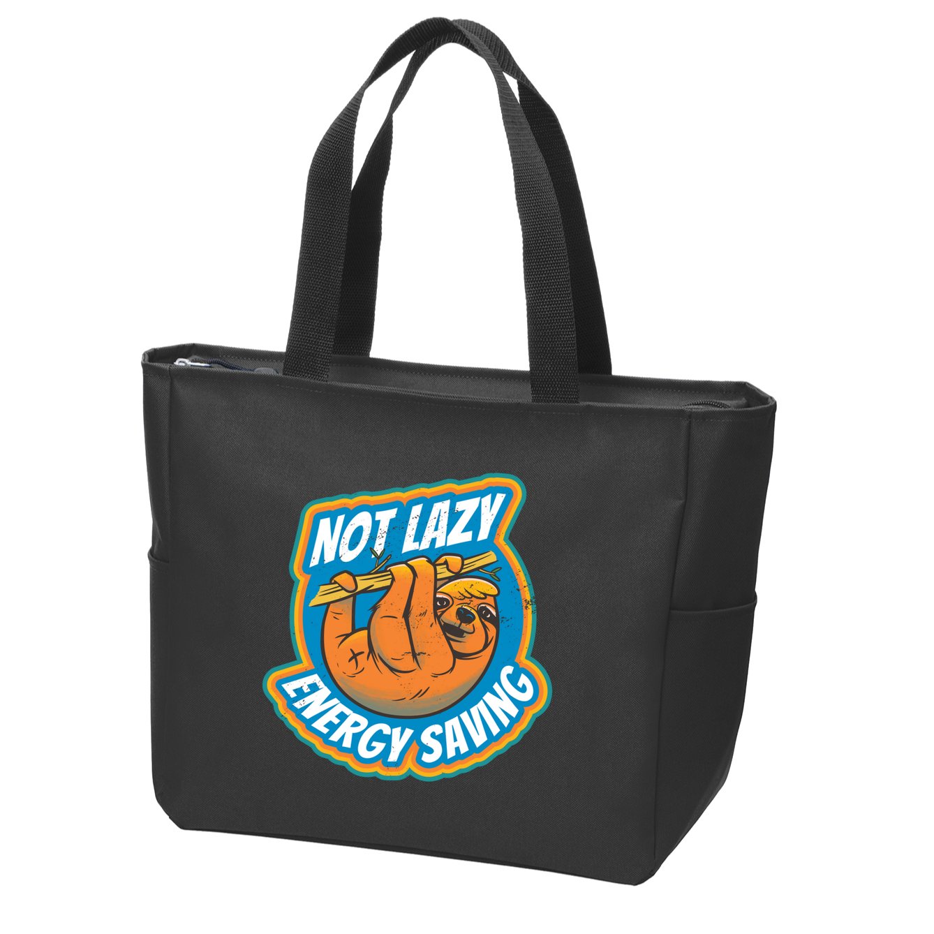 Funny Energy Saving Sloth Zip Tote Bag