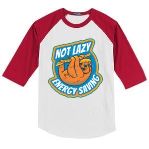 Funny Energy Saving Sloth Kids Colorblock Raglan Jersey