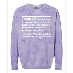 Funny Engineer Noun Definition Colorblast Crewneck Sweatshirt