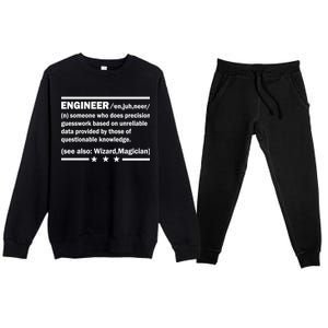 Funny Engineer Noun Definition Premium Crewneck Sweatsuit Set