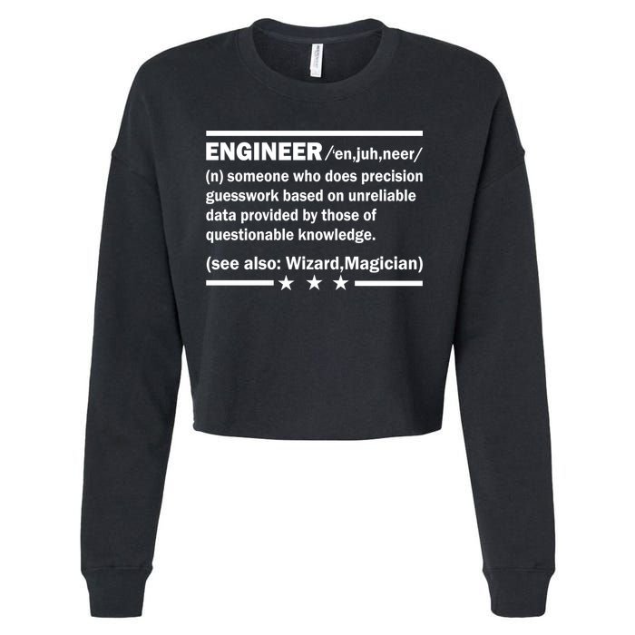Funny Engineer Noun Definition Cropped Pullover Crew