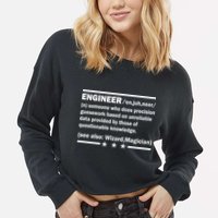 Funny Engineer Noun Definition Cropped Pullover Crew