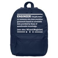 Funny Engineer Noun Definition 16 in Basic Backpack
