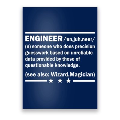 Funny Engineer Noun Definition Poster